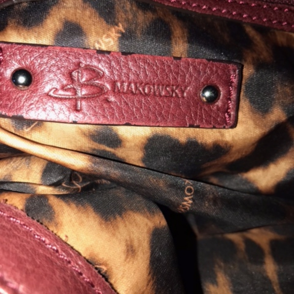 B. Makowsky Dark Red Leather Handbag Purse - Picture 6 of 6